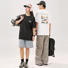 2025夏季新款男装日系潮牌纯棉印花圆领宽松短袖休闲T恤T960-F41，男装T恤，电商A101（原外27）