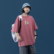 2024夏季新款宽松大码中性风反光FG男女运动短袖纯棉T恤T1915-P22,男装T恤,星座508（原C305）