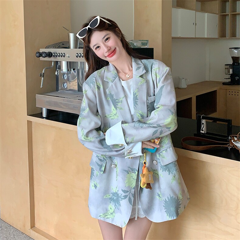 休闲气质碎花西装外套女春秋2025新款小个子高级感通勤爆款小西服,女装西装,2C317A