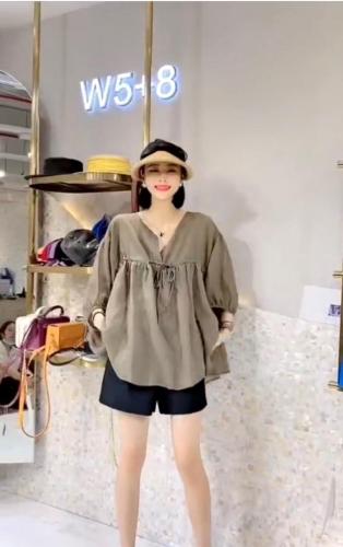 夏季新款2021韩版时尚宽松抽绳套头娃娃衫,女装,L·H·X