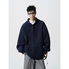 WY827-尺码S-4XL-特P43-420g重磅纯色连帽卫衣宽松拉链外套，女装短外套，星座1811B