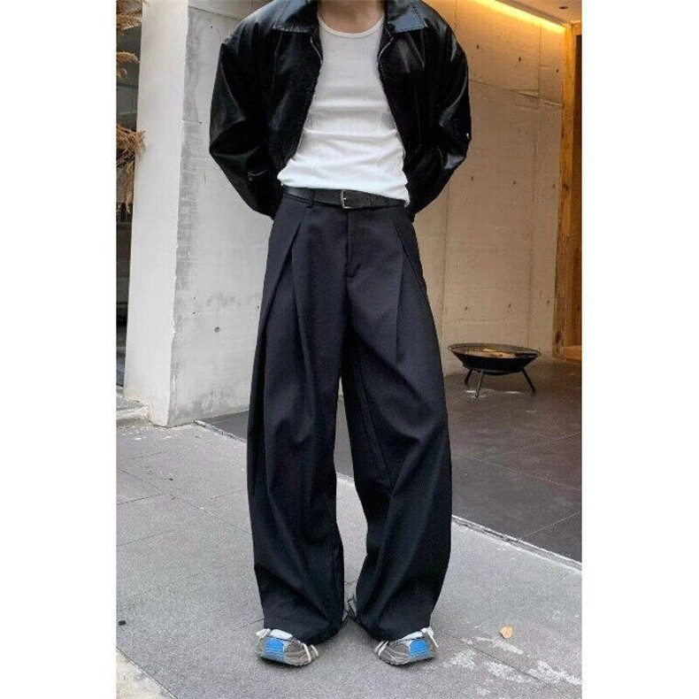 新款韩版小众解构休闲裤男女设计感慵懒风宽松阔腿西裤WLX166-P49，男装西裤，星座1008