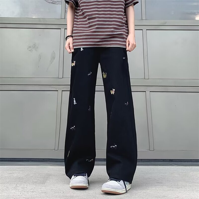 838-P41美式复古趣味小狗刺绣牛仔裤夏季新款,男装牛仔裤,电商B323A