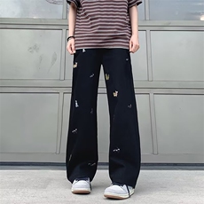 838-P41美式复古趣味小狗刺绣牛仔裤夏季新款，男装牛仔裤，电商B323A