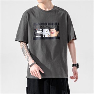 2021夏季新无影墙日系大码男已注册卡通印花短袖港风T恤T1052-P25图片