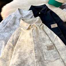 8XL-M秋冬款加绒加厚衬衫男做旧脏脏保暖外套大码衬衣CS29002P65，男装衬衫，电商B312
