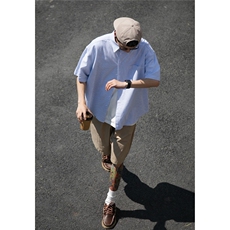 网图现货美式宽松条纹短袖衬衫CS003/P27，男装T恤，星座205-3