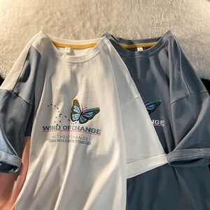 新款港风短袖t恤印花蝴蝶图潮牌上衣TC3110-P27图片
