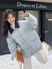 蓝色短款洋气轻薄羽绒服女冬季2025新款显瘦不臃肿薄款保暖外套，女装短外套，2B156