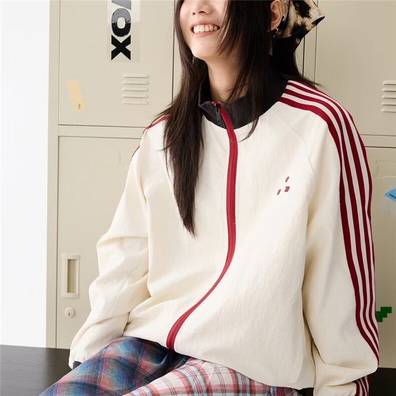 2025新款美式复古拼色条纹时尚夹克男女秋季户外宽松休闲防晒外套,男装防晒衣,星座506A