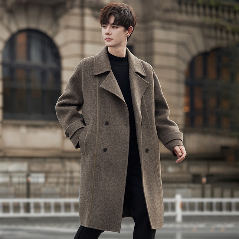 2025新款风衣休闲羊毛中长款毛呢男士潮流外套F9057P495，男装风衣，电商A355（原A415）
