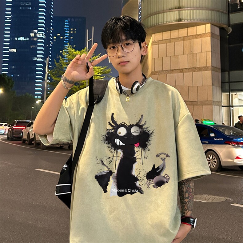 量大优供视频重磅麂皮绒短袖t恤男JT521-特p19,男装T恤,电商B371