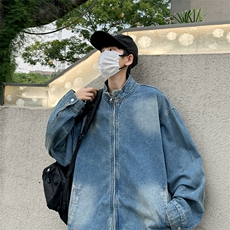 秋款男牛仔立领夹克流苏工装大口袋渐变色牛仔外套JK02125-P70，男装夹克，星座308B-1