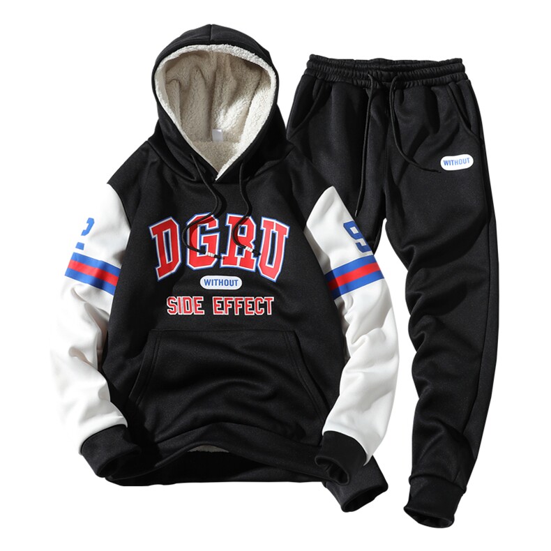 男士套装冬季卫衣休闲套装潮流加绒加厚运动服一套DS263T,男装卫衣,电商A102