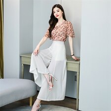 阔腿裤套装2024夏装新款女装韩版时尚气质时髦洋气裙裤两件套日韩，女装套装/套裙，韩美纤衣