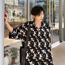 潮男单品蝴蝶印花三色衬衫A071-T19-P38，男装衬衫，电商A071
