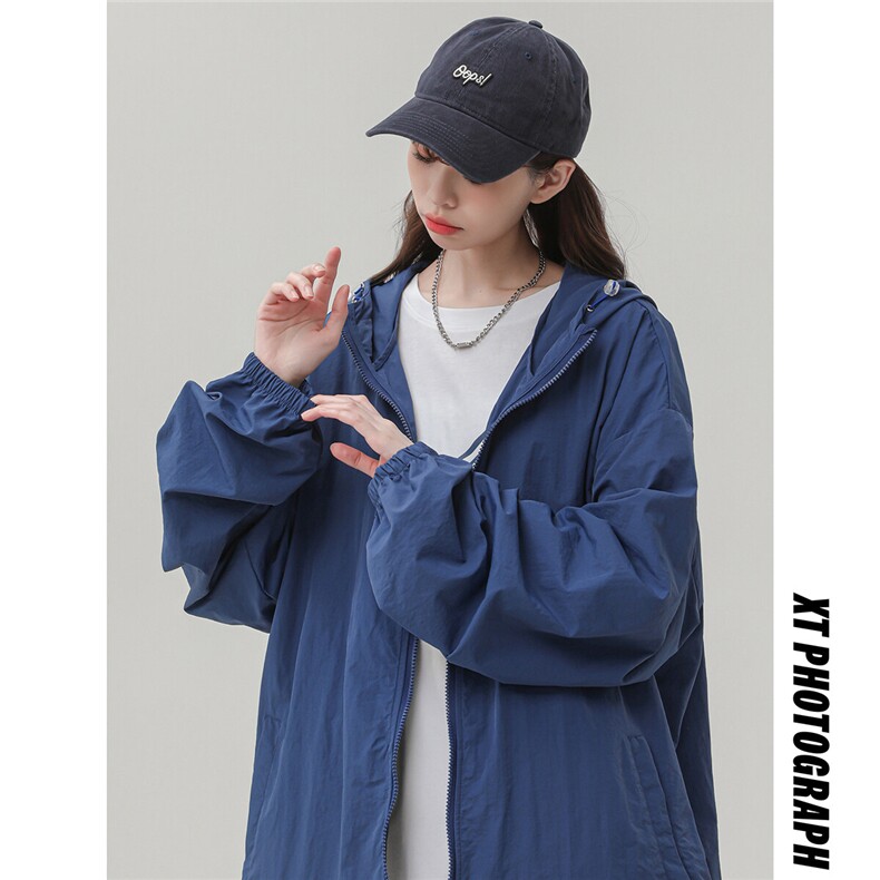2025夏季新款纯色连帽宽松情侣防晒衣F169/P69，女装防晒衣，星座202-3
