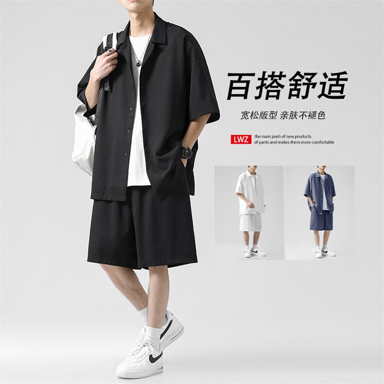 夏季薄款短袖宽松潮ins痞帅搭配帅气套装衣服TZ002-特批-58图片
