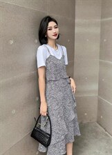 [现货]碎花连衣裙，气质显瘦，两色、四个尺码，女装连衣裙，依柏璐(1F)