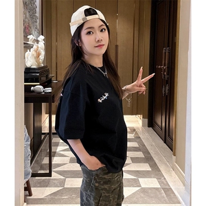 万针全刺绣工艺抖音得物高品质260克重磅纯棉双纱美式高街短袖T恤图片