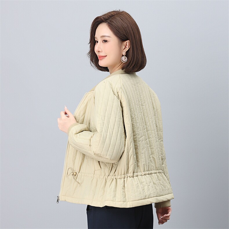 叶笙衣1181棒球领竖条纹抽绳棉衣,女装棉衣/棉服,叶笙衣