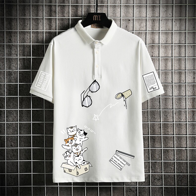PL57115-P35 翻领短袖polo衫男大码胖子半袖t恤男有领保罗衫图片