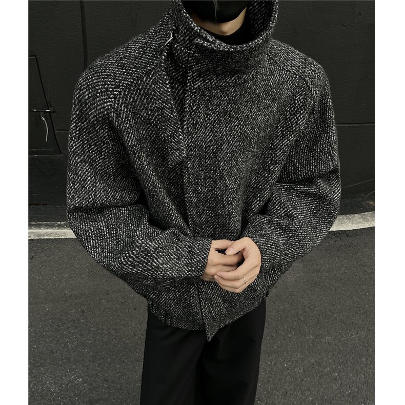 斜纹高领短款毛呢大衣防风御寒冬季外套975P118,男装毛呢大衣,电商A458A