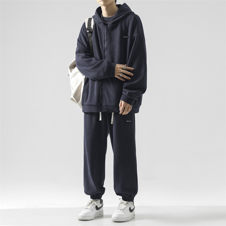 新品潮流套装美式休闲显瘦显高条绒三件套SJT871-特批176,男装休闲套装,星座718