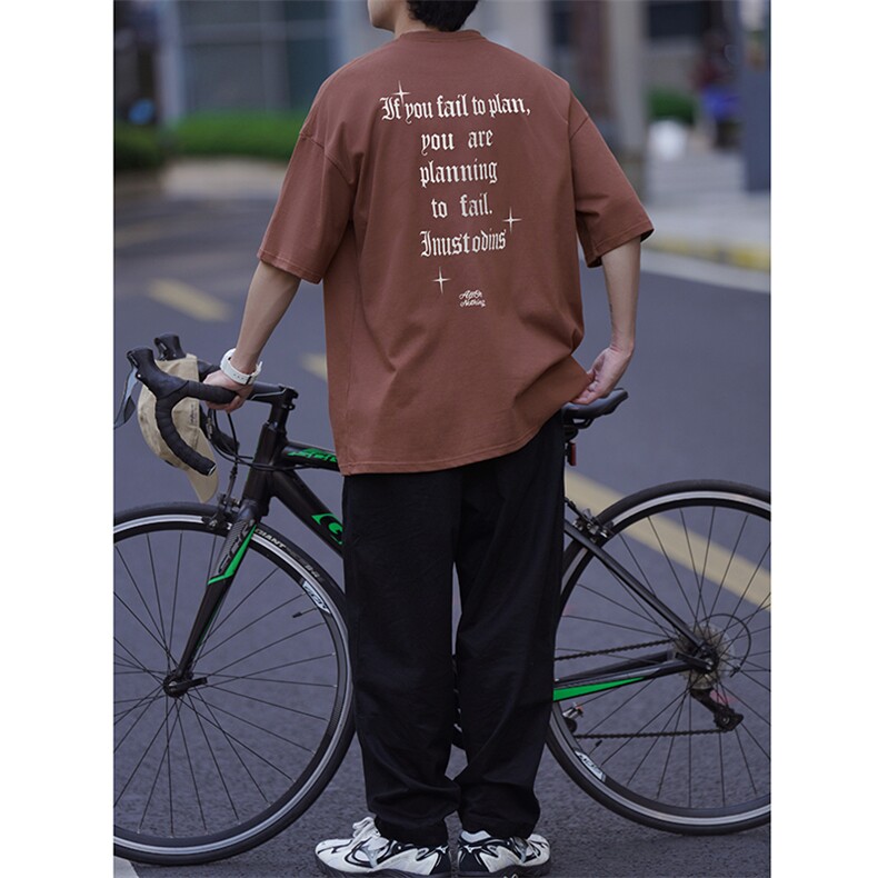 抖音直播供货260克重磅纯棉印花短袖T恤A158-T80-P28控48,男装T恤,电商A158