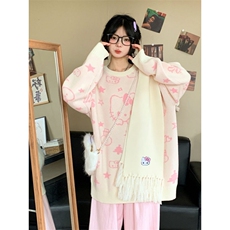 MM131-P65卡通凯蒂日系猫咪复古慵懒毛衣秋冬学生可外穿，女装针织衫/毛衣，星座617A-2