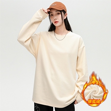 新款加绒加厚纯色潮流韩版宽松圆领休闲卫衣EY-3658JR-P50，男装卫衣，电商B306