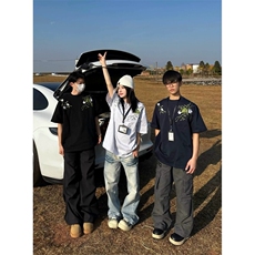 美式街头花环刺绣文字短袖T恤男女情侣夏宽重磅小众设计百搭半袖，男装T恤，星座505-2（原电商A260-1)