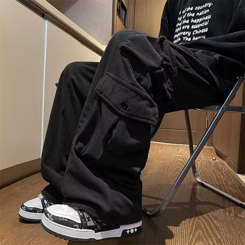 复古工装裤男秋季新款潮牌宽松休闲裤简约百搭九分裤潮9890P48,男装休闲裤,星座410-2