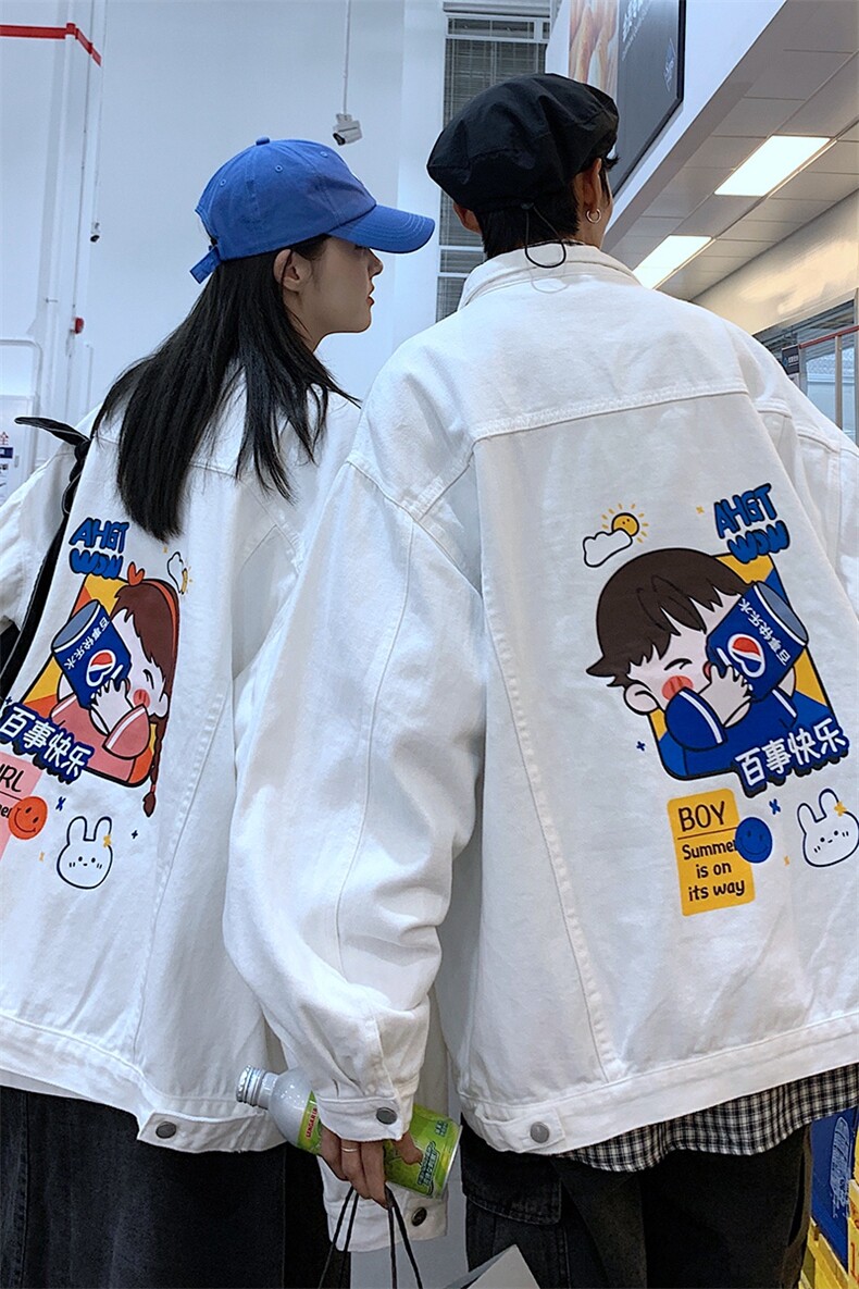 秋季港风大码不一样情侣学生印花牛仔外套男JK545-P6588,男装工装外套,星座912-1（原星座914-5）
