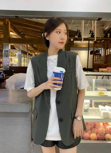 西装马甲黑绿两色，女装西装，mona 茉奈