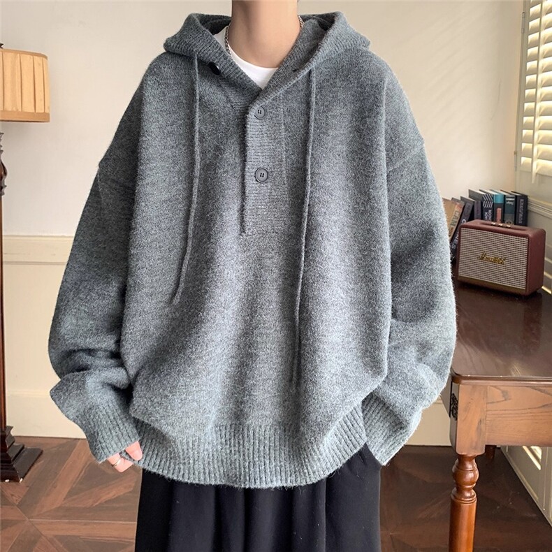 美式重磅连帽毛衣男秋季潮牌设计感情侣针织衫宽松百搭慵懒风外套,男装针织衫/毛衣,星座1210-1