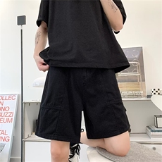 牛仔短裤男五分裤夏季宽松直筒高街中裤潮牌ins工装裤DM6525-P35，男装牛仔裤，星座1008-1