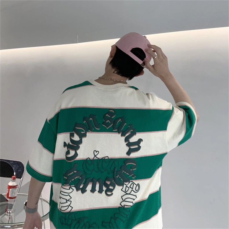 美式潮牌梵高发泡印花短袖t恤女夏季宽松慵懒风半袖上衣TX127-P24,男装T恤,星座1008-1