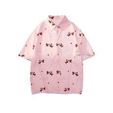 8XL-M腊肠狗花衬衫男短袖夏季冰丝薄款花衬衣寸衫外套DC28003P38，男装T恤，电商B312