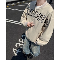 美式高街字母印花棒球服短款男女hiphop高级感痞帅潮牌夹克外套，男装夹克，星座601-1