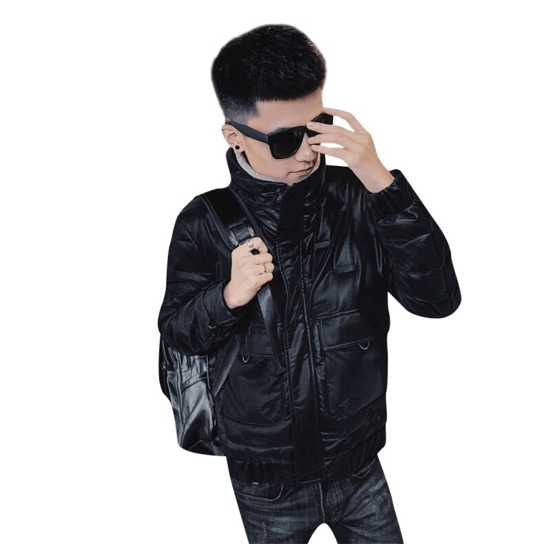pu皮羽绒服社会小伙ins刺绣毛领立领冬季潮男外套C301B-YR01,男装羽绒服,电商C301B