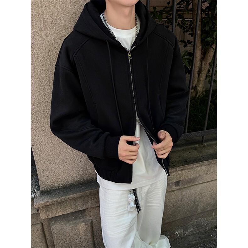 特批P70无差价cleanfit500g重磅潮流双拉链大码卫衣外套男W5093图片