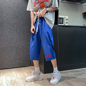 QK72276-P25冰丝七分裤男大码速干短裤男五分裤 港风图片