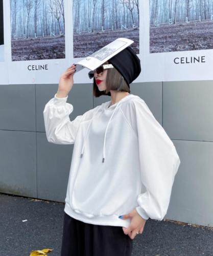 2121秋季新款黑白两色带帽拼接卫衣，女装卫衣/绒衫，琼卿格