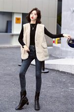 时尚气质仿羊羔毛马甲女冬季新款百搭显瘦保暖外套，女装马甲，超帛