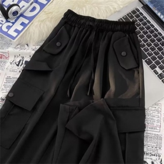 工装裤女秋季薄款2023新款高腰休闲阔腿美式A951P45，男装休闲裤，星座1116-2