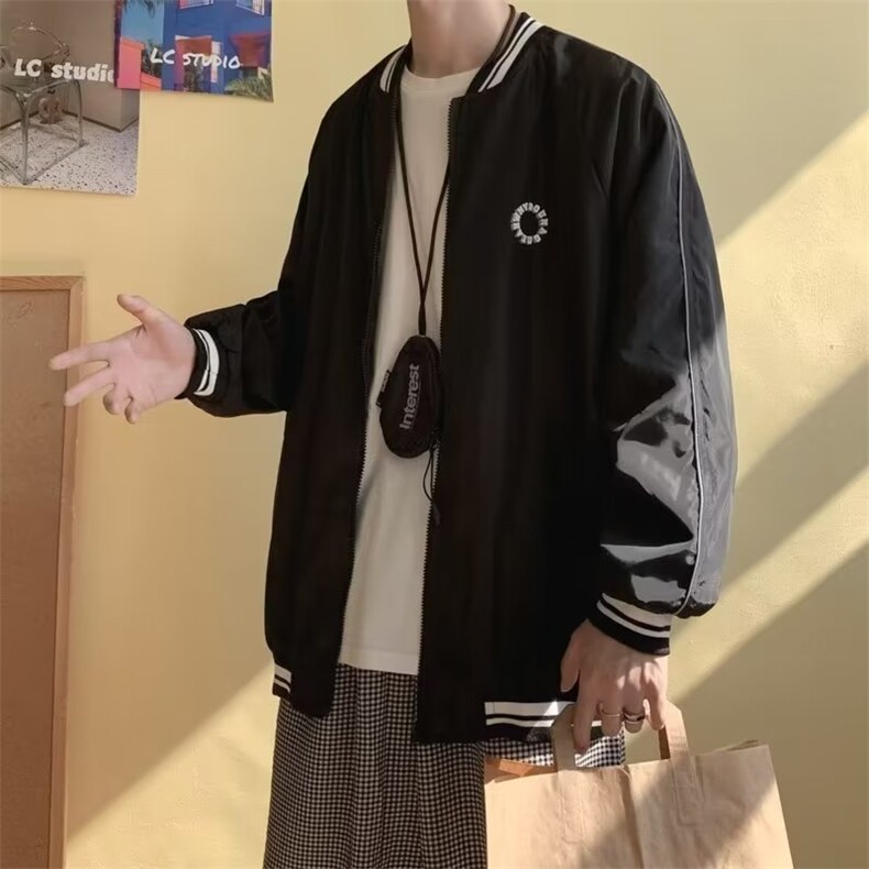 新款美式宽松休闲印花外套男棒球服夹克上衣W1017-P38,男装夹克,星座1109-3