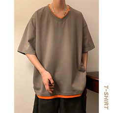 新款短袖男港风暖光夏季T恤休闲百搭假两件T恤男上衣TC3138-P30，男装T恤，星座717