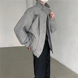 现货 25羊毛设计感男士解构加厚短款复古毛呢大衣JK77-P168图片