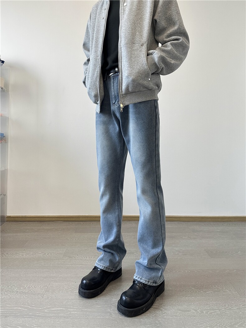 cleanfit裤子高街潮牌水洗微喇叭牛仔裤修身直筒痞帅长裤,男装牛仔裤,星座310A-4